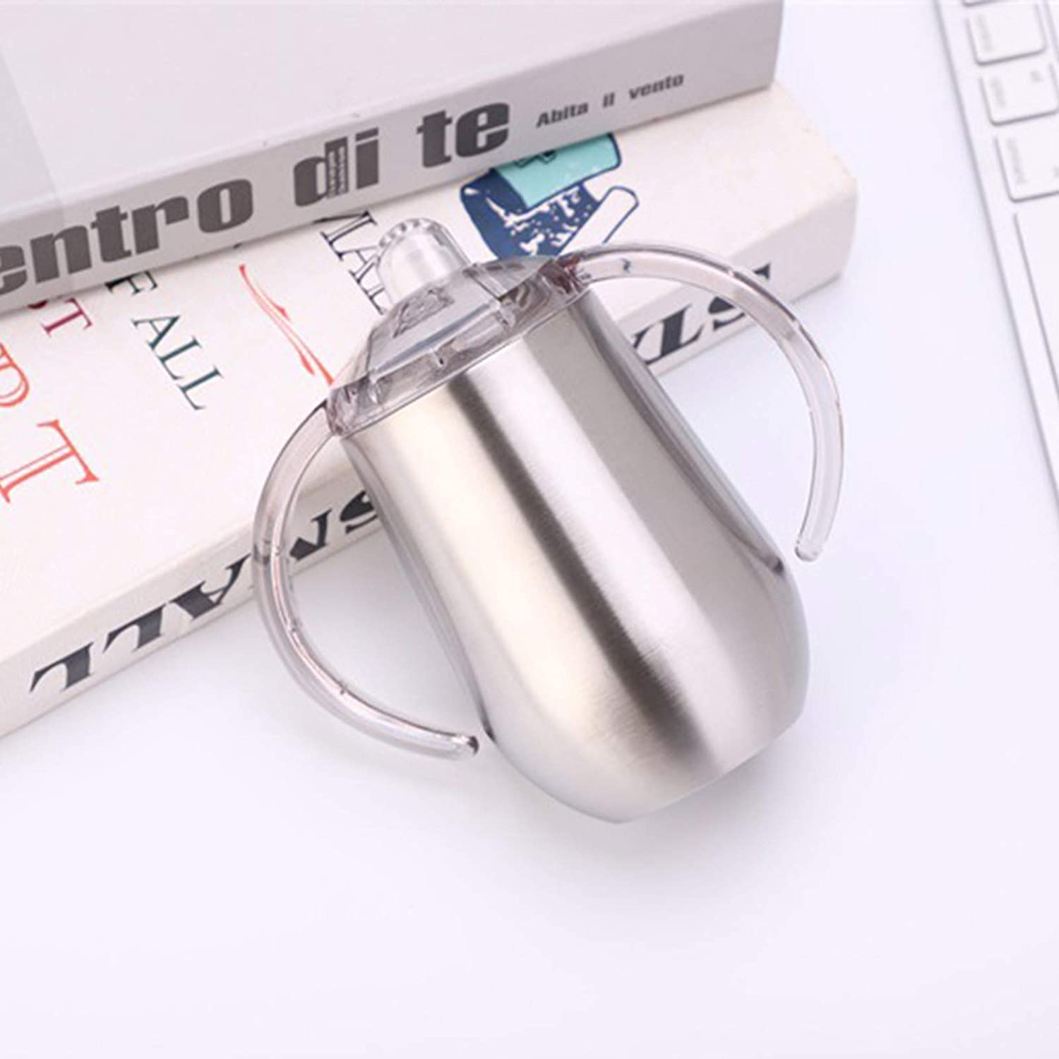 Stainless Steel Sippy Cup, Double Wall Vacuum Insulated Sippy Tumble with Handle, Children's Thermos Water Cup for Water and Milk