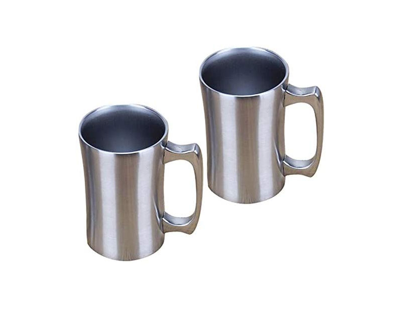 Insulated Cup, 2 Pack, OrgMemory Stainless Steel Coffee Mug, 15 oz Coffee Mug, (450 ml), Double Wall Beer Stein, Tumbler with Handle, Insulated Beer Mug with Lid