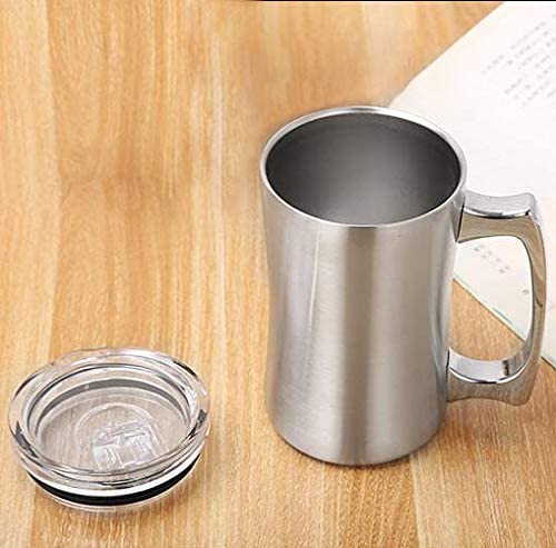 Insulated Cup, 2 Pack, OrgMemory Stainless Steel Coffee Mug, 15 oz Coffee Mug, (450 ml), Double Wall Beer Stein, Tumbler with Handle, Insulated Beer Mug with Lid