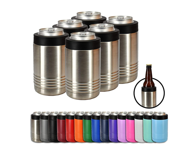 Clear Water Home Goods - 12 oz Stainless Steel Double Wall Vacuum Insulated Can or Bottle Cooler Keeps Beverage Cold for Hours - Stainless Steel