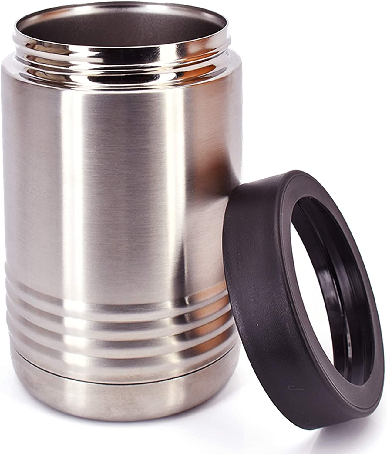 Clear Water Home Goods - 12 oz Stainless Steel Double Wall Vacuum Insulated Can or Bottle Cooler Keeps Beverage Cold for Hours - Stainless Steel