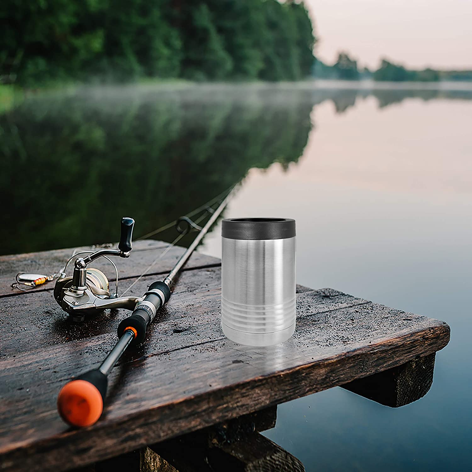 Clear Water Home Goods - 12 oz Stainless Steel Double Wall Vacuum Insulated Can or Bottle Cooler Keeps Beverage Cold for Hours - Stainless Steel