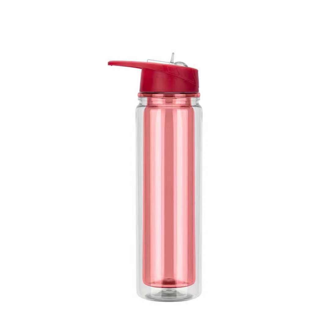 Double Wall Plastic Water Bottle - 16-Ounce Container with Lid for Water