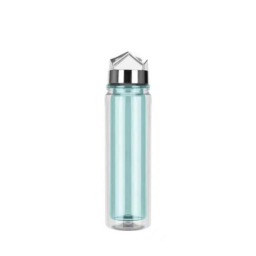 BPA-FREE 18oz double wall plastic water bottle with silver special lid