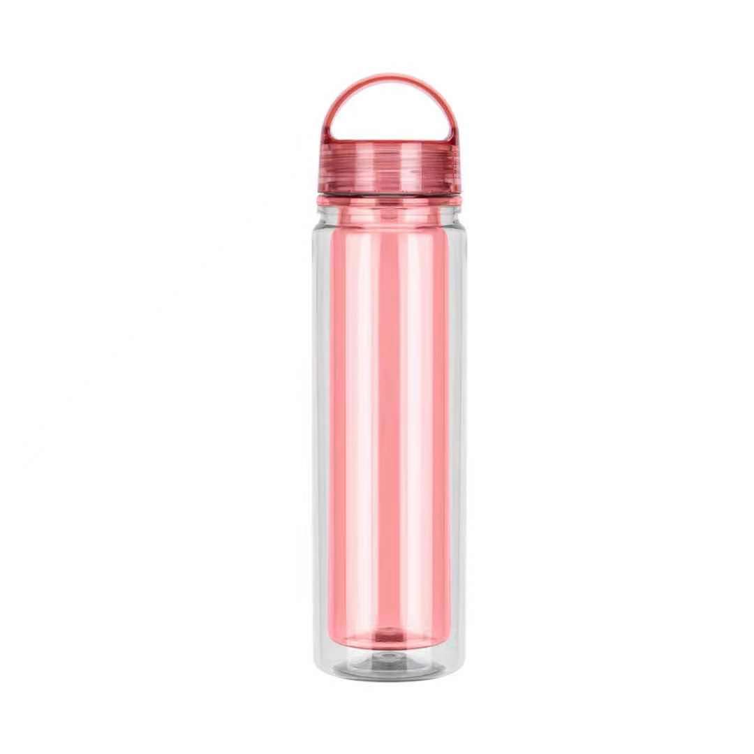18oz double wall plastic bpa-free insert paper water bottle with handle lid