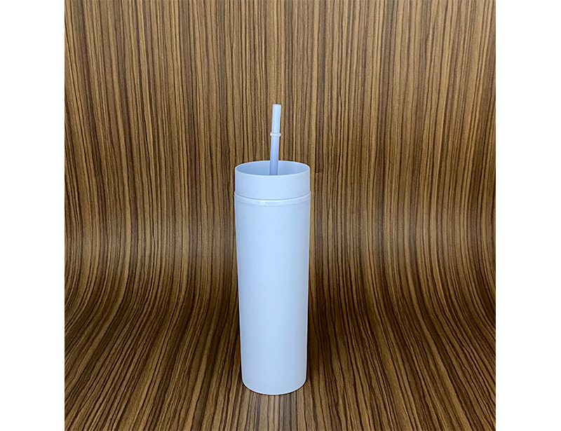 Blue SKINNY TUMBLERS Matte Pastel Colored Acrylic Tumblers 16oz Double Wall Plastic Tumblers With Straw travel mug