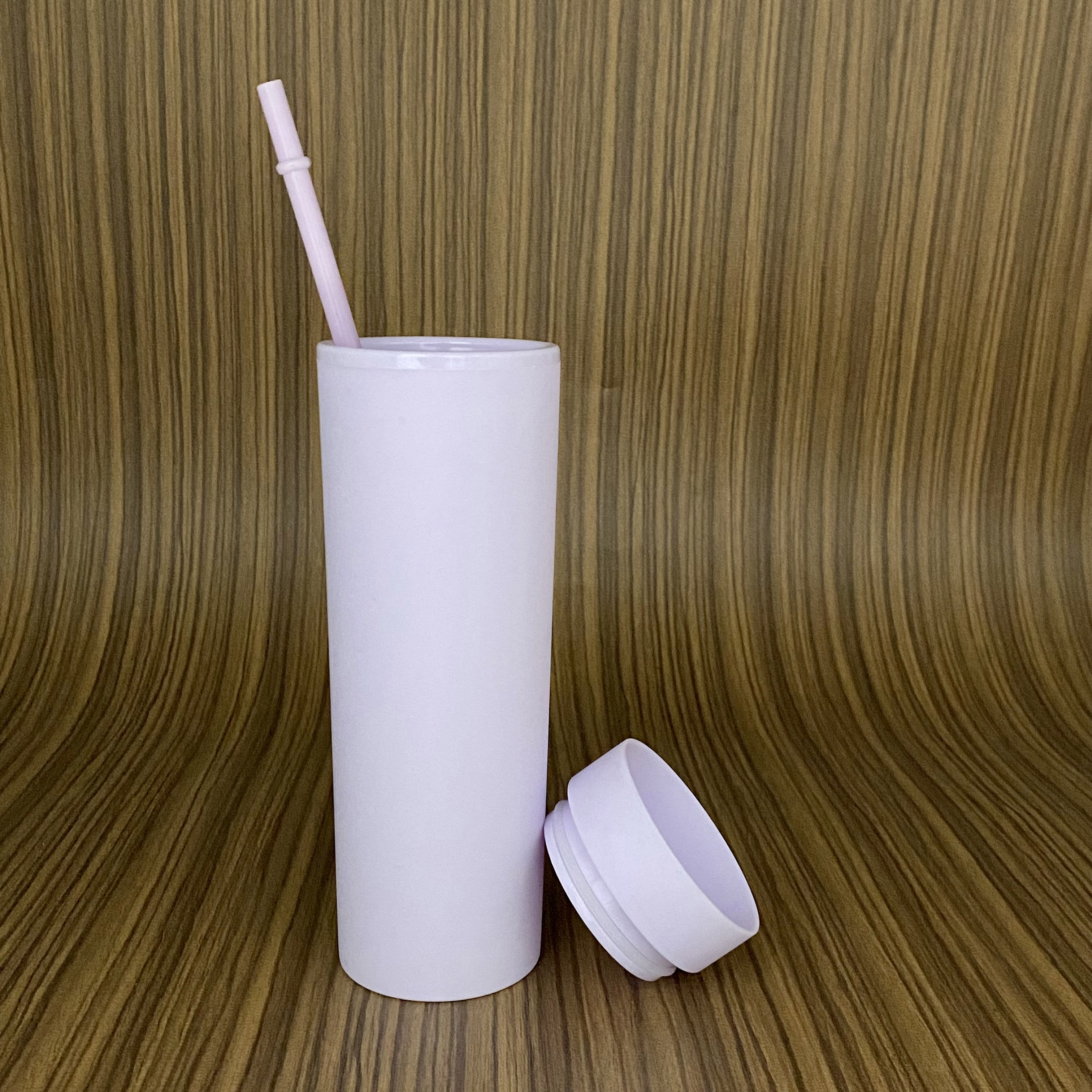 Purple SKINNY TUMBLERS Matte Pastel Colored Acrylic Tumblers 16oz Double Wall Plastic Tumblers With Straw travel mug