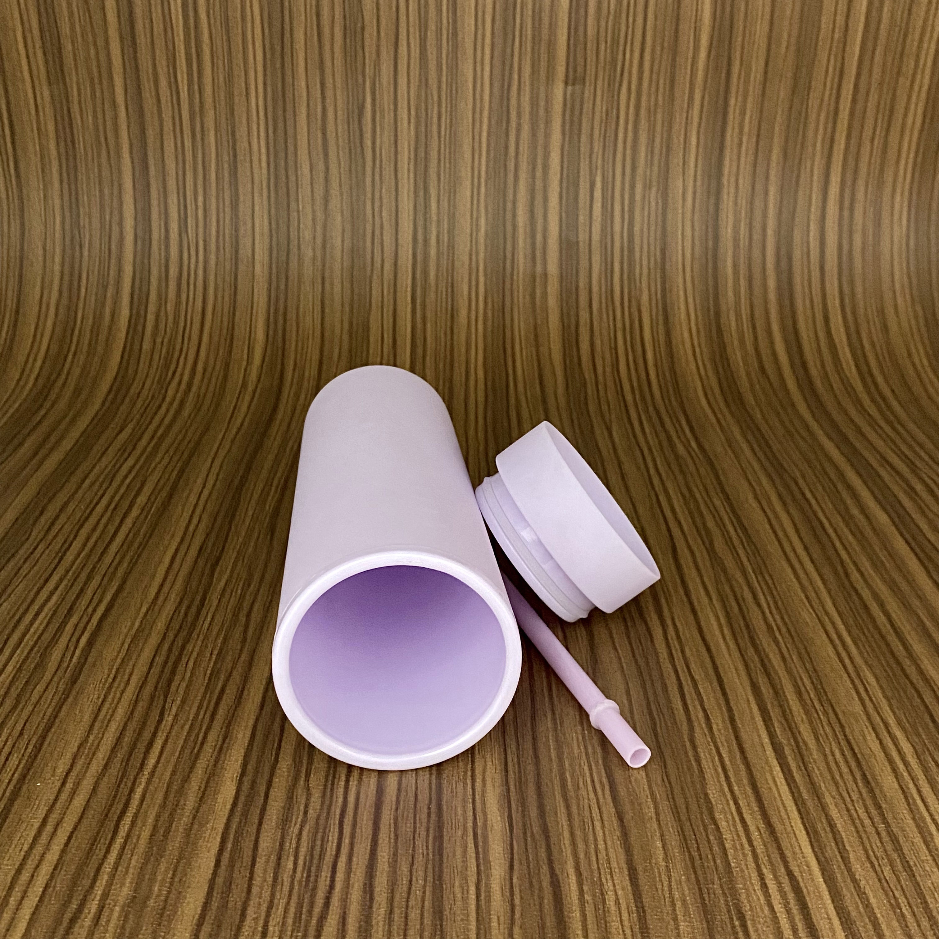 Purple SKINNY TUMBLERS Matte Pastel Colored Acrylic Tumblers 16oz Double Wall Plastic Tumblers With Straw travel mug