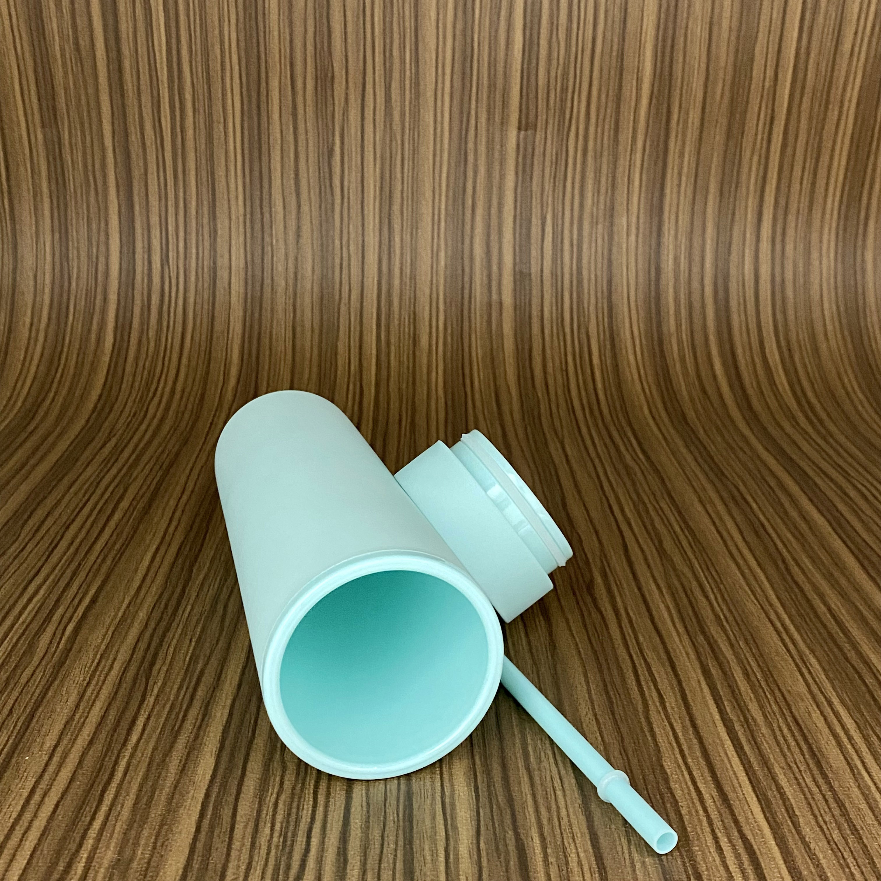 Sky Blue SKINNY TUMBLERS Matte Pastel Colored Acrylic Tumblers 16oz Double Wall Plastic Tumblers With Straw travel mug