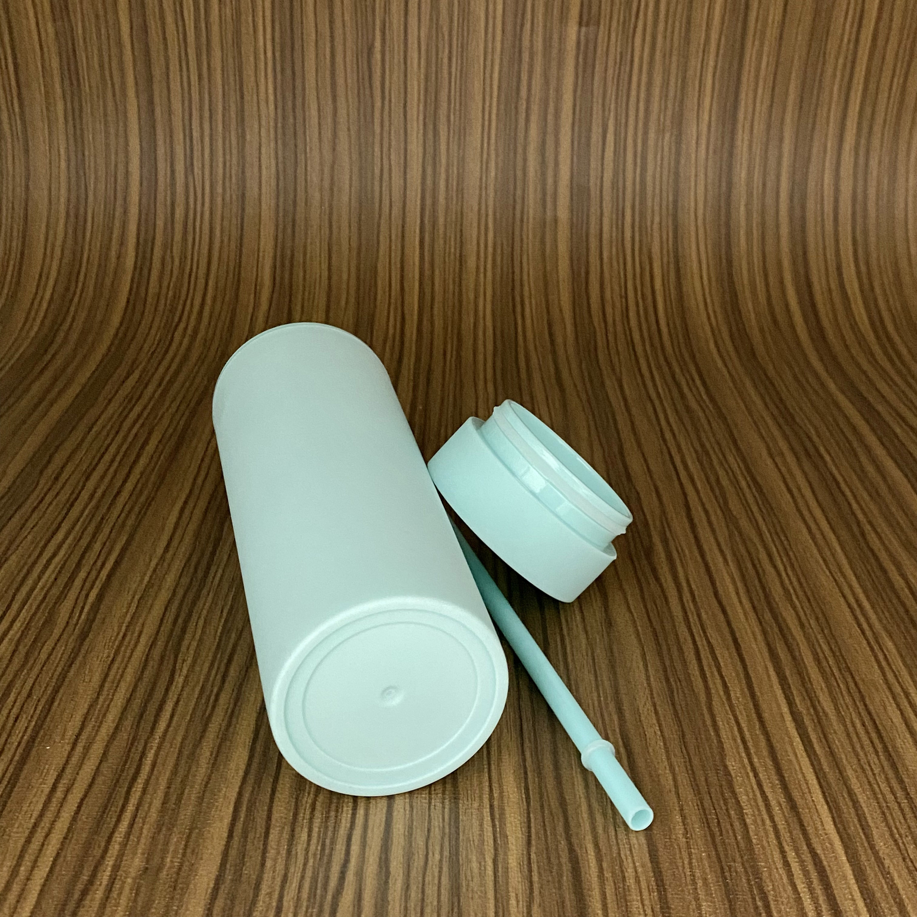 Sky Blue SKINNY TUMBLERS Matte Pastel Colored Acrylic Tumblers 16oz Double Wall Plastic Tumblers With Straw travel mug