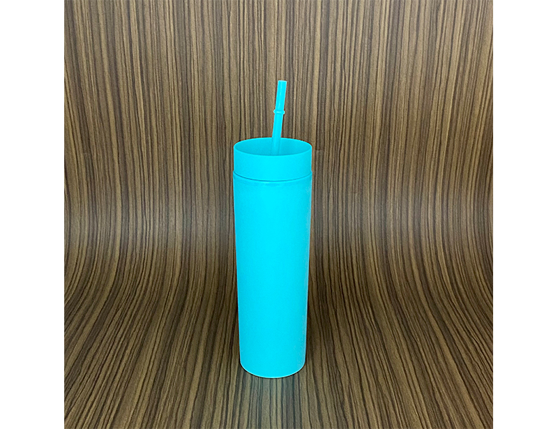 Light Blue SKINNY TUMBLERS Matte Pastel Colored Acrylic Tumblers 16oz Double Wall Plastic Tumblers With Straw travel mug