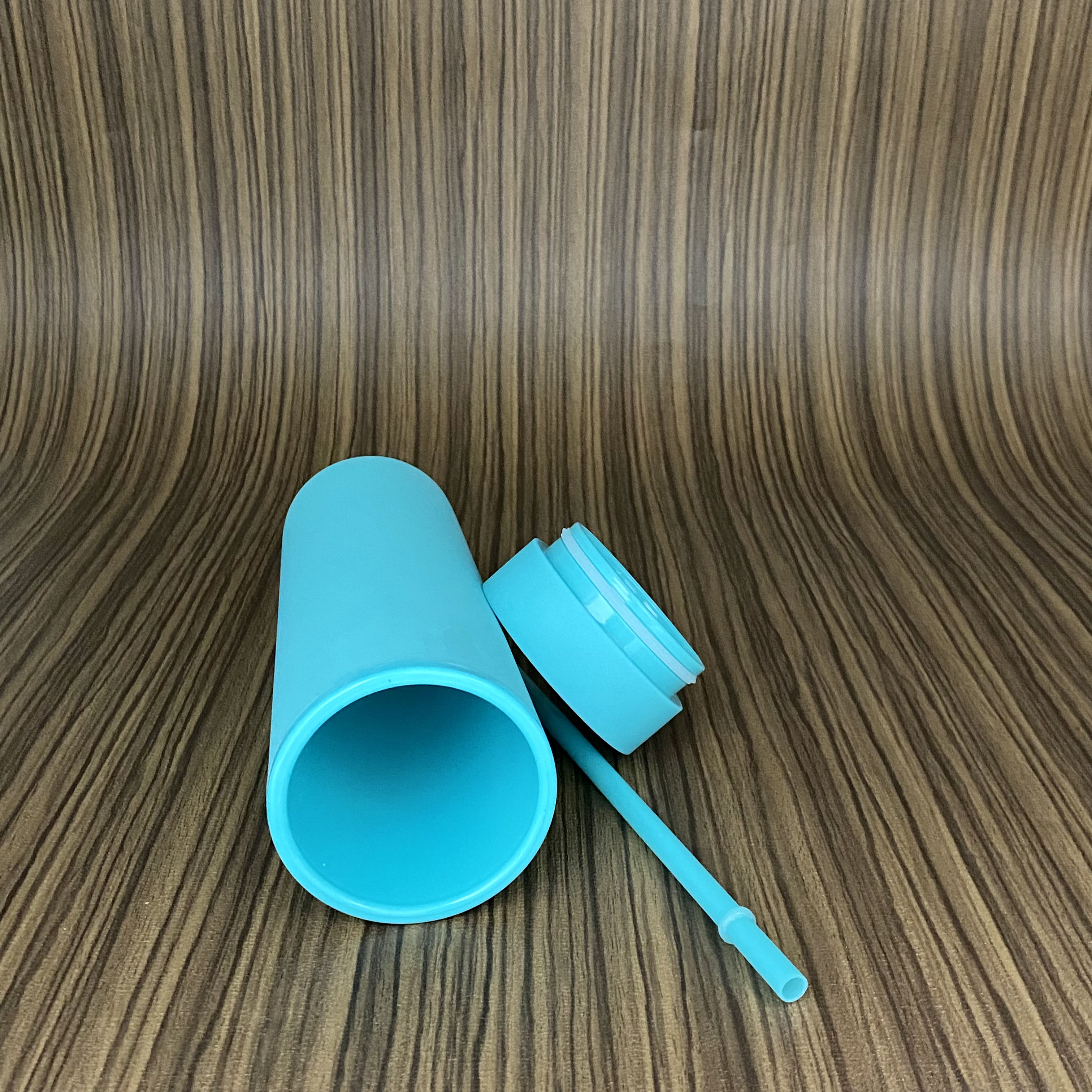 Light Blue SKINNY TUMBLERS Matte Pastel Colored Acrylic Tumblers 16oz Double Wall Plastic Tumblers With Straw travel mug