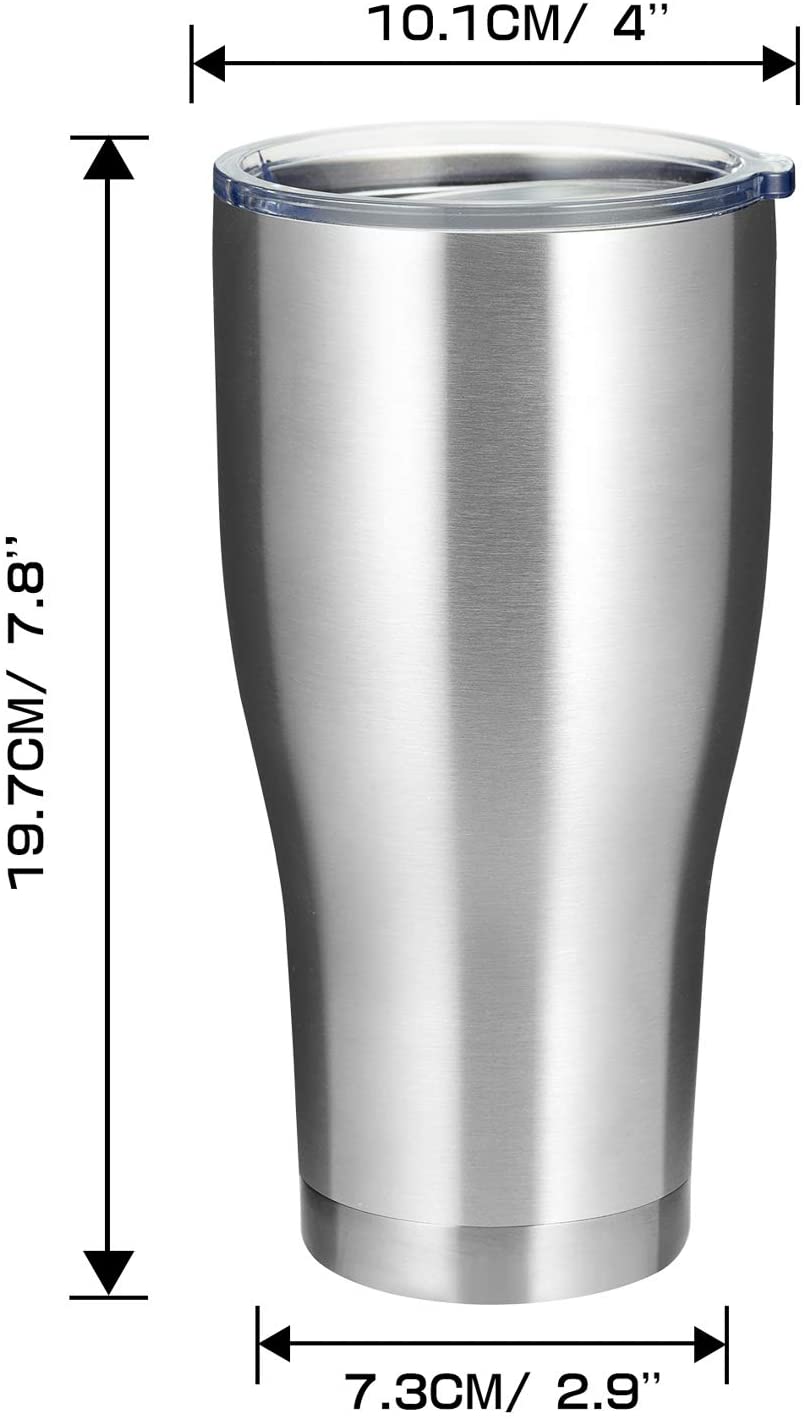 30oz Stainless Steel Insulated Tumbler 4 Pack Bulk, Large Thermal Travel Cup with lid, Straw and Brush, Double Wall Vaccum Durable Coated Coffee Mug for Cold Drinks and Hot Beverage