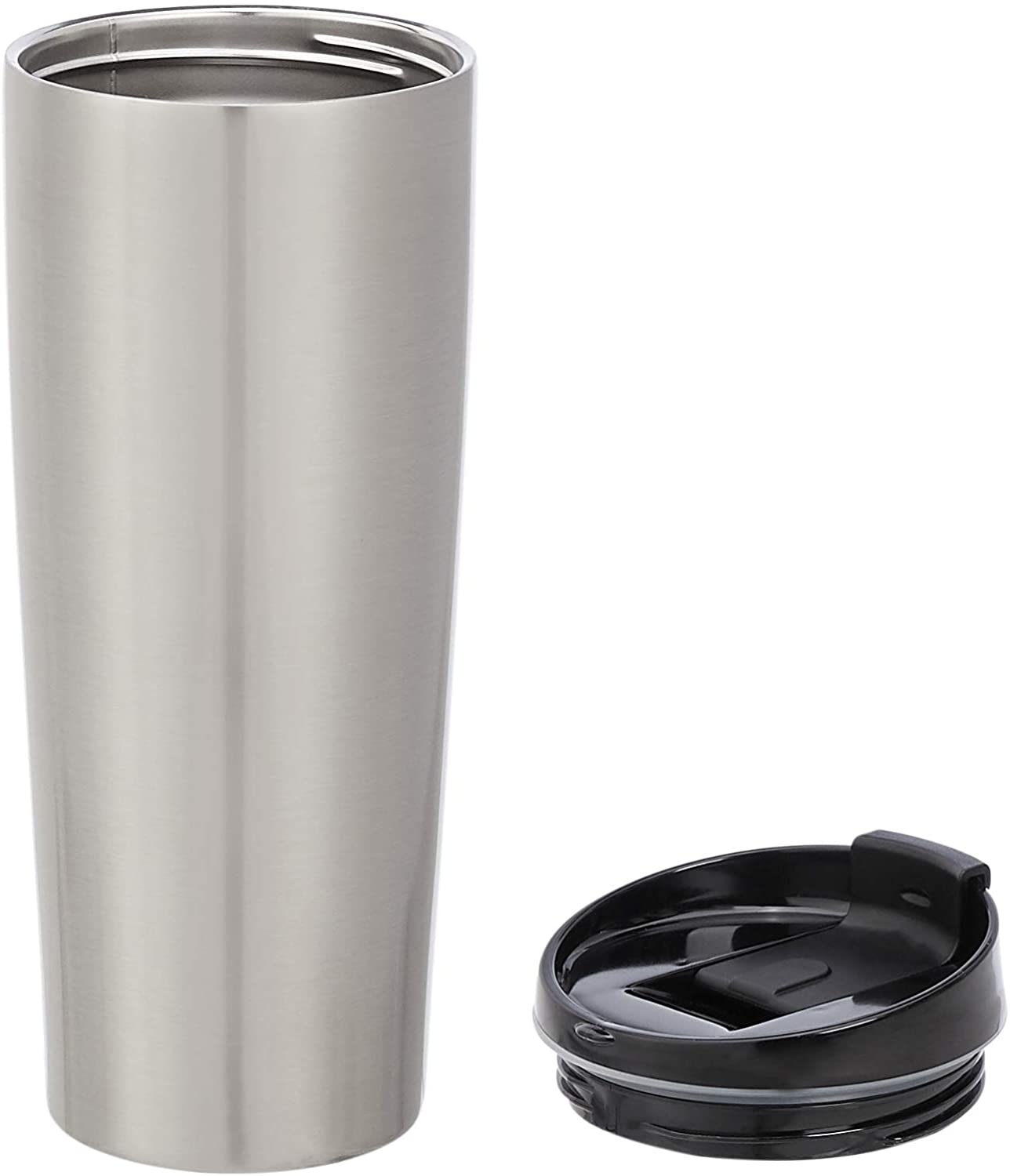 Stainless Steel Tumbler with Flip Lid, Vacuum Insulated – 30-Ounce, 2-Pack, Silver