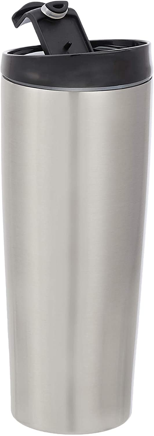 Stainless Steel Tumbler with Flip Lid, Vacuum Insulated – 30-Ounce, 2-Pack, Silver