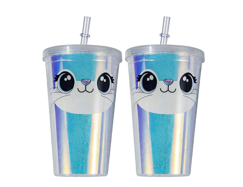 Freezer Ice Beer Mugs, Double Wall Travel Tumbler Gel Frosty Beer Mugs, Iced Travel Mug for Parties and Christmas Gifts, 16oz Set of 2