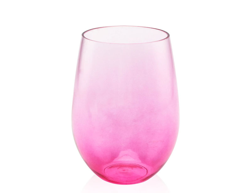 Custom printing pink plastic wine glass tumbler