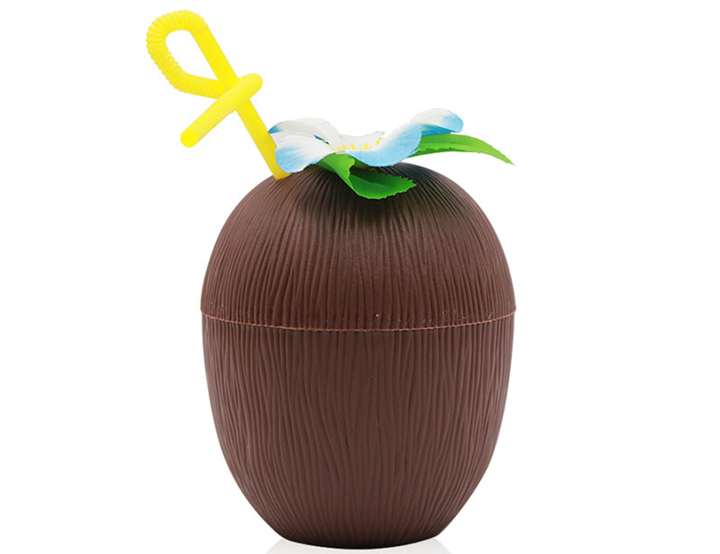 Fruit Juice Using plastic coconut cup with straw clear coconut drink cups