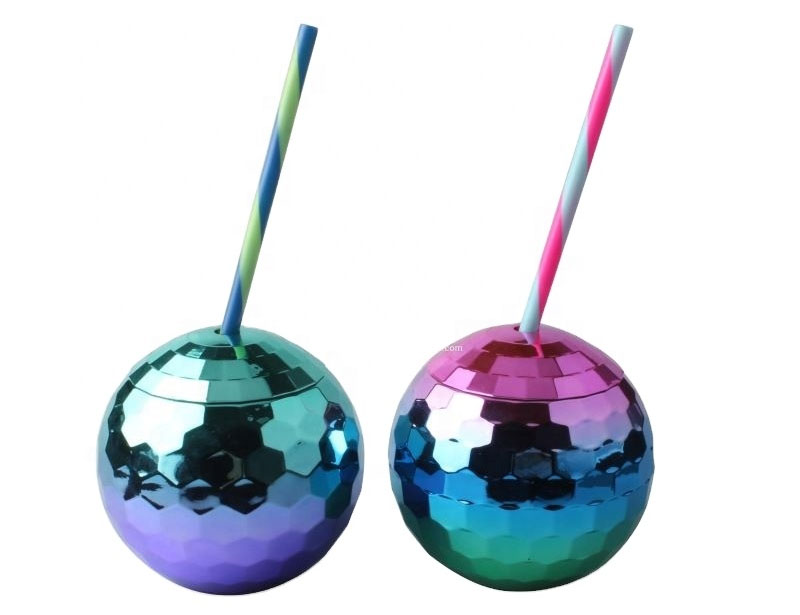Multi color plastic disco party drinking ball disco ball tumbler