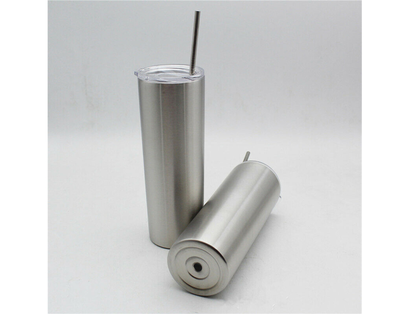 20oz Stainless Steel Double Wall Skinny Tumbler with Straw and Lid