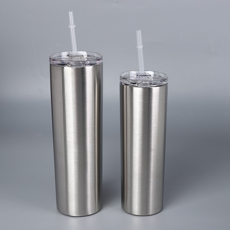 20oz Stainless Steel Double Wall Skinny Tumbler with Straw and Lid