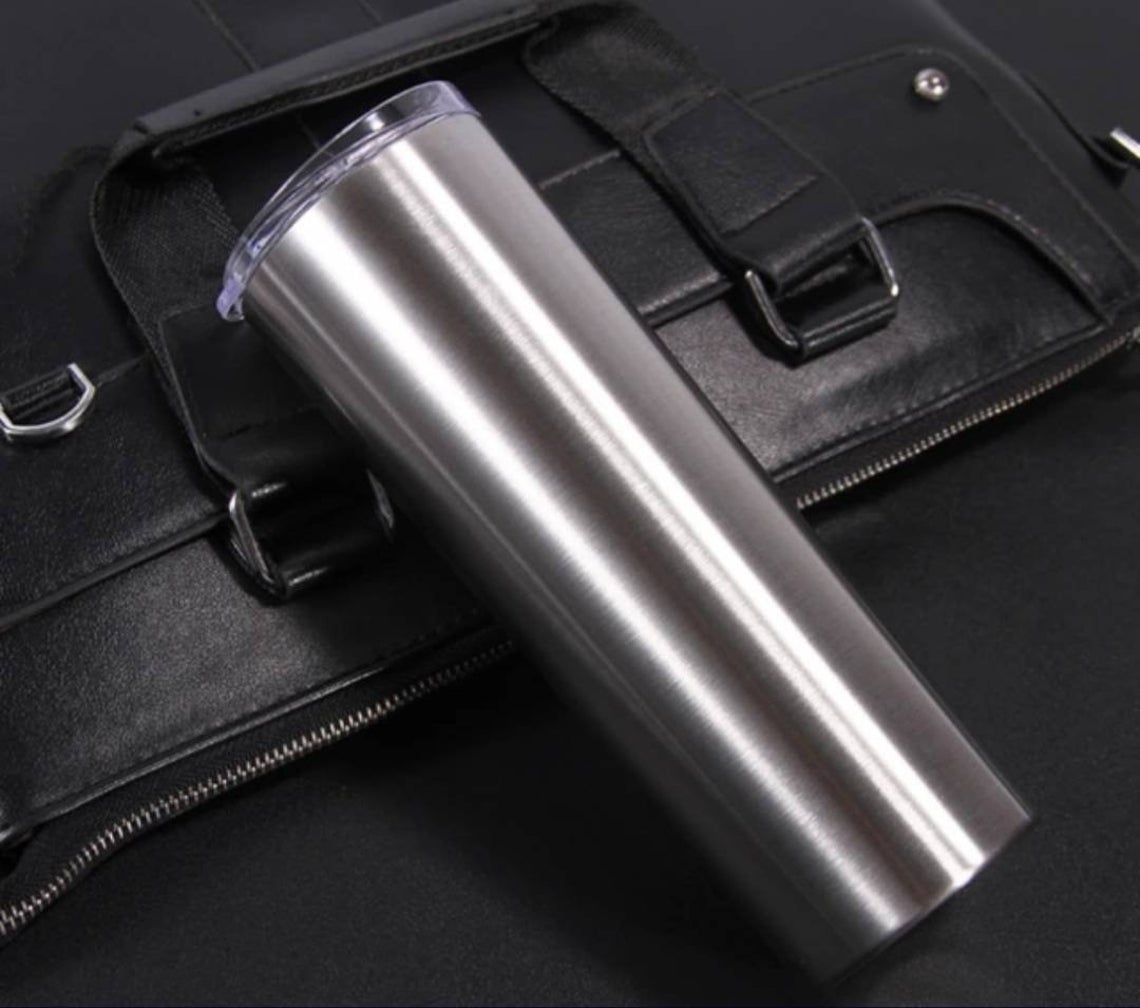 20oz Stainless Steel Double Wall Skinny Tumbler with Straw and Lid