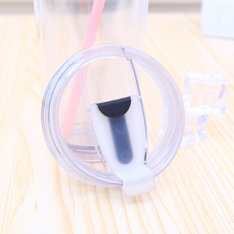 BPA Free Double Wall Clear Acrylic Plastic Skinny Tumbler with Straw Lid and Straw