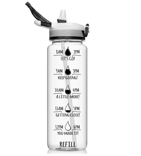 32 OZ WATER BOTTLE WITH STRAW CLEAR