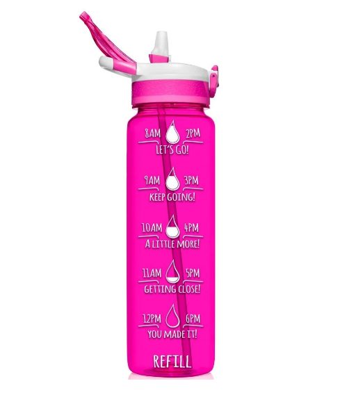 32 OZ WATER BOTTLE WITH STRAW PINK