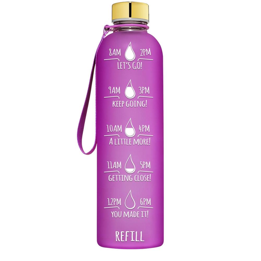 32 OZ GLASS WATER BOTTLE WITH TIMES PINK TEAL