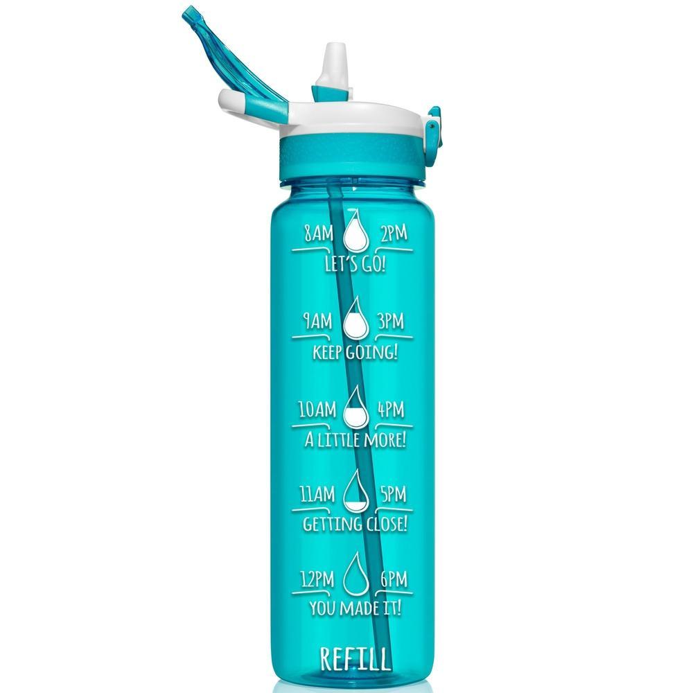 32 OZ WATER BOTTLE WITH STRAW TURQUOISE