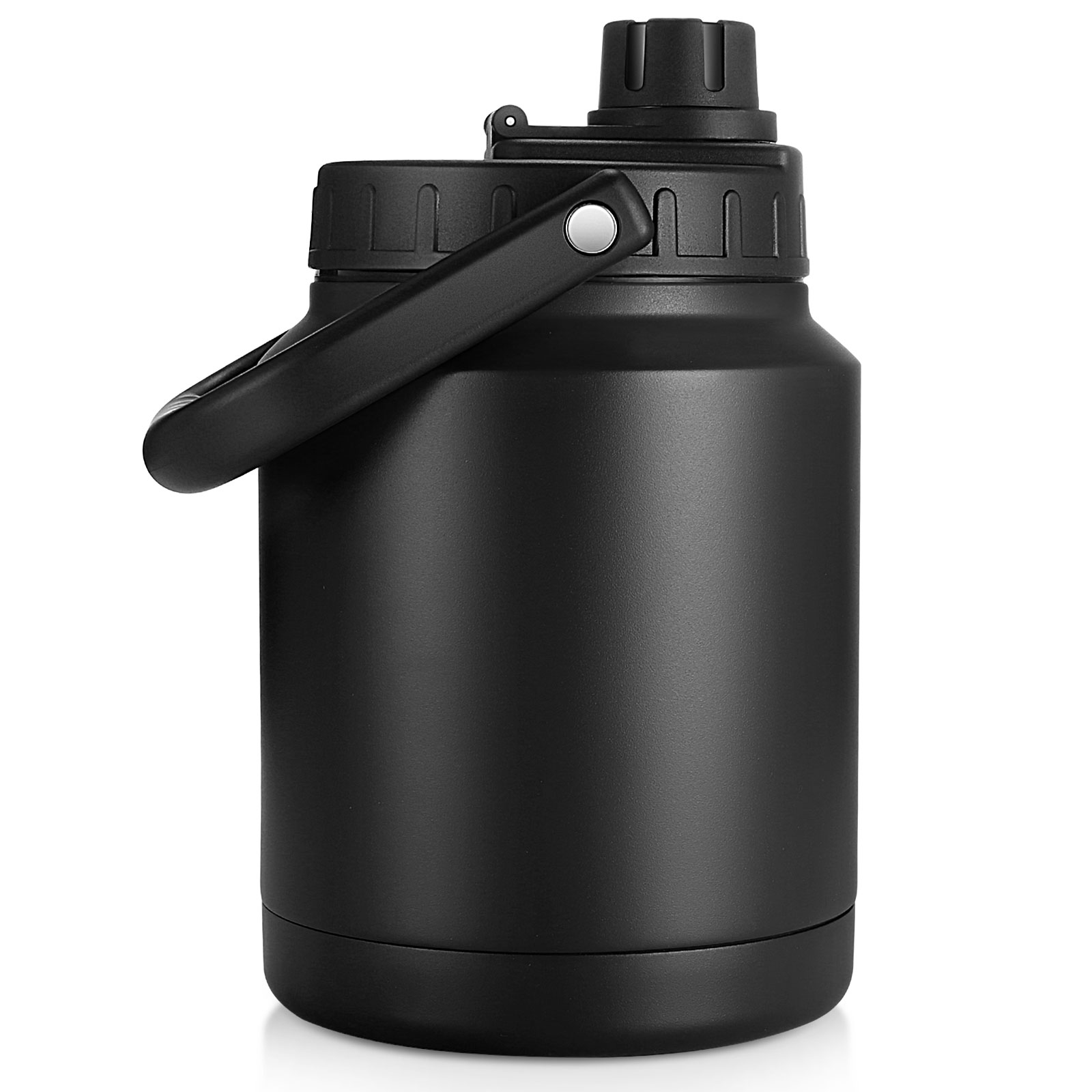 64 Oz Vacuum Insulated Water Bottle,Half Gallon Stainless Steel Double Walled Water Jug,18/8 Food-Grade Stainless Steel Insulated Water Bottle for Hot and Cold Drinks Water Flask,Black