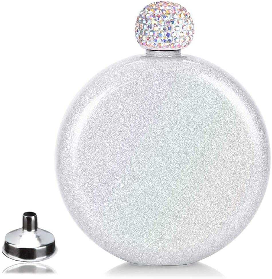 sublimation Cute Liquor Flask for Women,loncin Pretty Glitter Coating Whiskey Steel Flasks