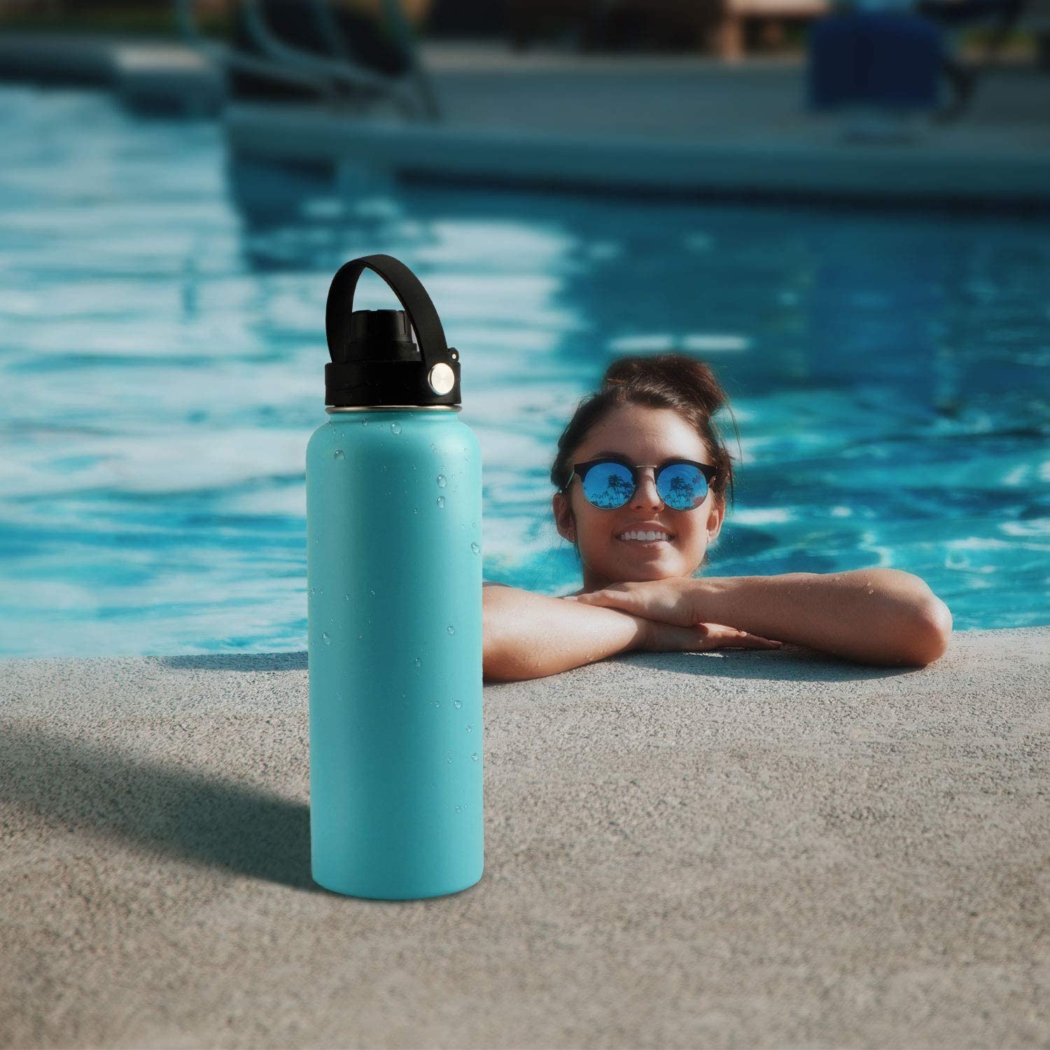 Wide Mouth Flip Up Twist Lid with Flexible Handle Compatible with Hydro Flask, Simple Modern, Takeya, Iron Flask - Fits Most Wide Mouth Water Bottles
