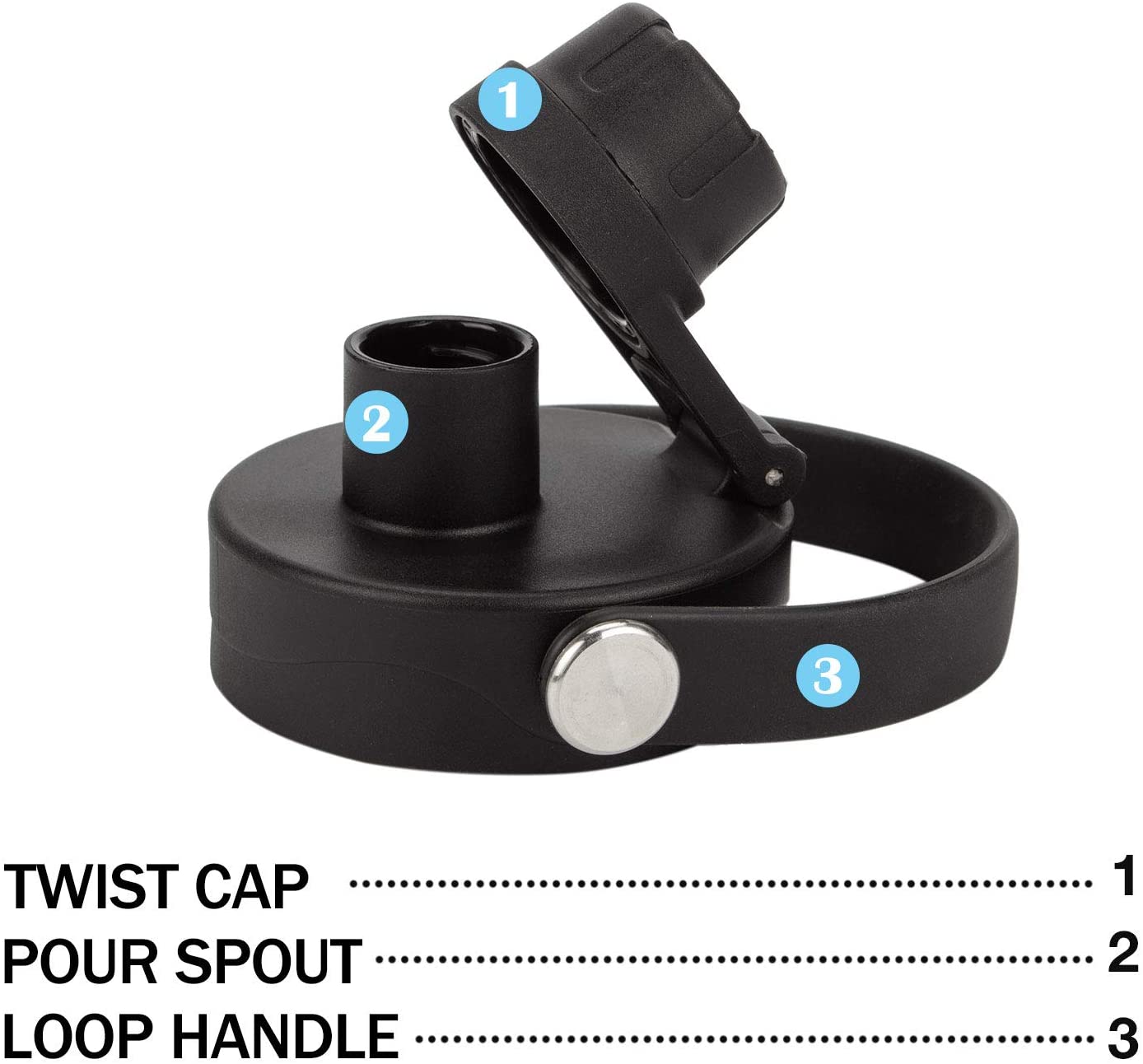 Wide Mouth Flip Up Twist Lid with Flexible Handle Compatible with Hydro Flask, Simple Modern, Takeya, Iron Flask - Fits Most Wide Mouth Water Bottles