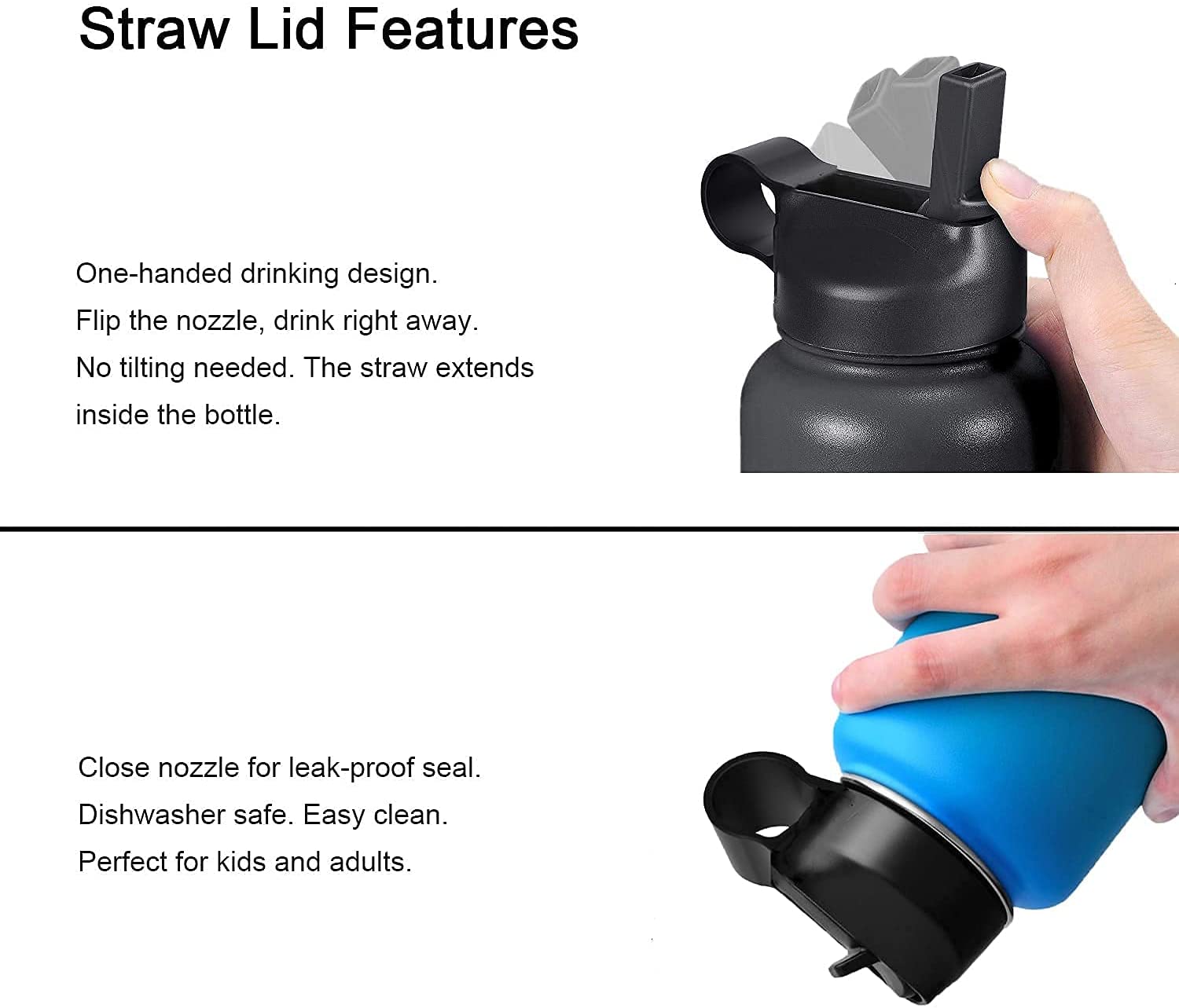 Straw Lid and Boot for Hydro Flask Wide Mouth and Other Brand Insulated Water Bottles