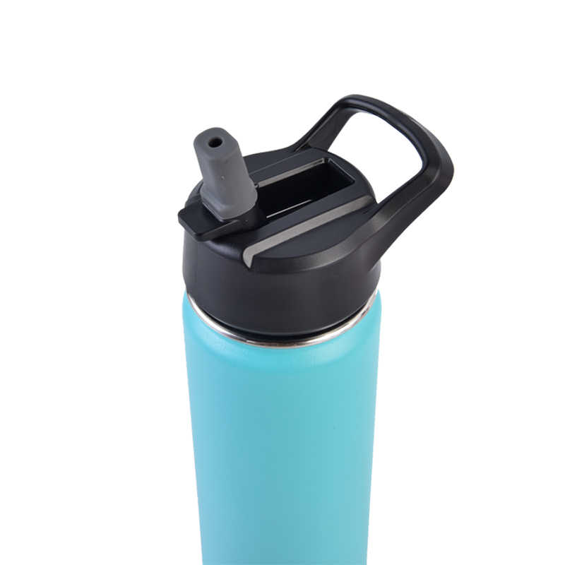 22oz Wide Mouth with BPA Free Straw Lid Double Wall Vacuum Insulated Stainless Steel Sports Water Bottle