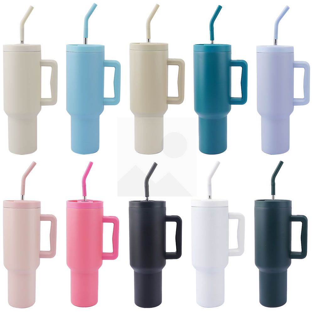 Custom 40 oz double-wall stainless steel insulated tumbler iced coffee mug Travel mug with handle