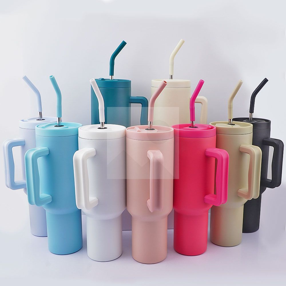 Custom 40 oz double-wall stainless steel insulated tumbler iced coffee mug Travel mug with handle
