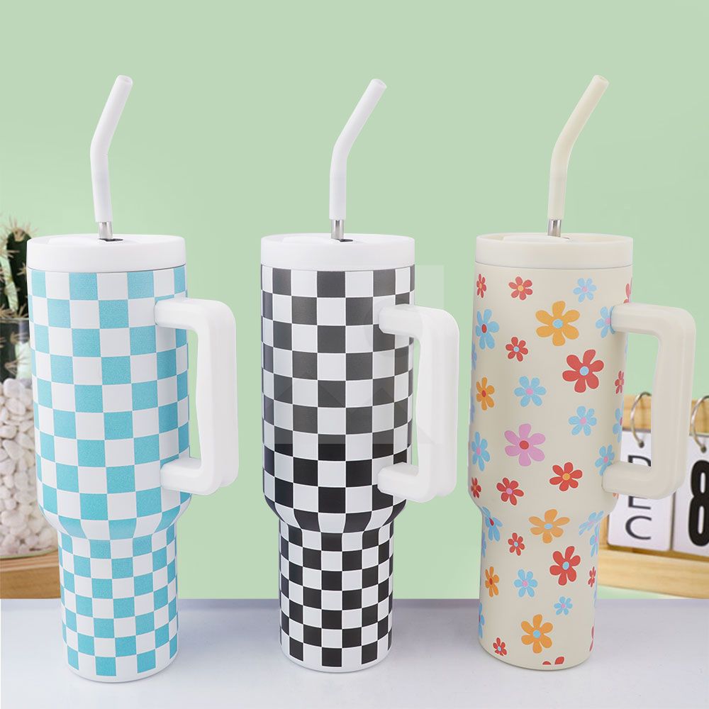 3D printed high quality 40oz tumbler 304 double stainless steel customizable with straw and plastic lid
