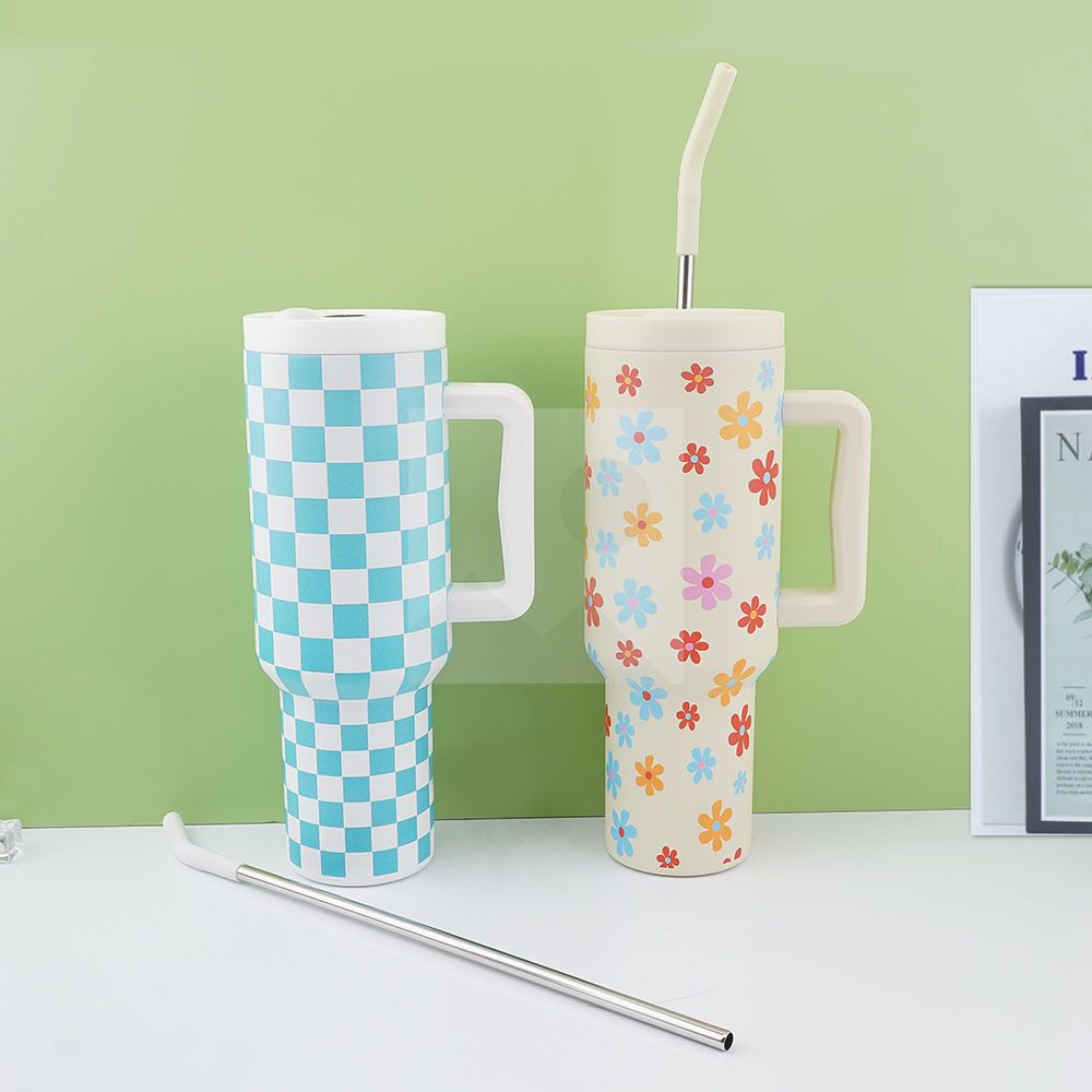 3D printed high quality 40oz tumbler 304 double stainless steel customizable with straw and plastic lid