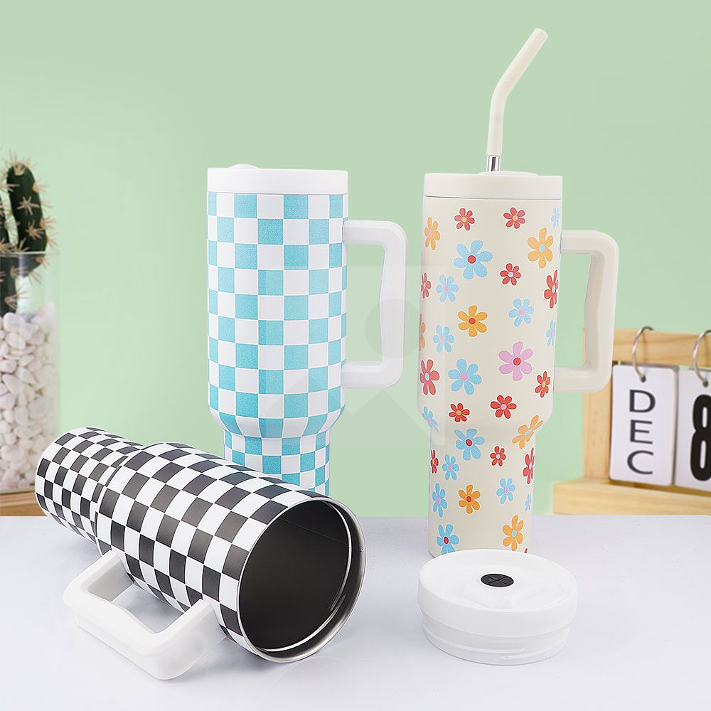 3D printed high quality 40oz tumbler 304 double stainless steel customizable with straw and plastic lid