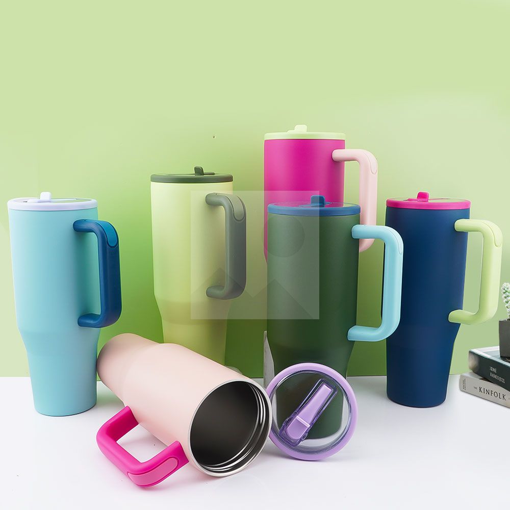 Hot 40 oz foldable sfraw tumbler, special ornate shape double wall stainless steel cup with custom color logo