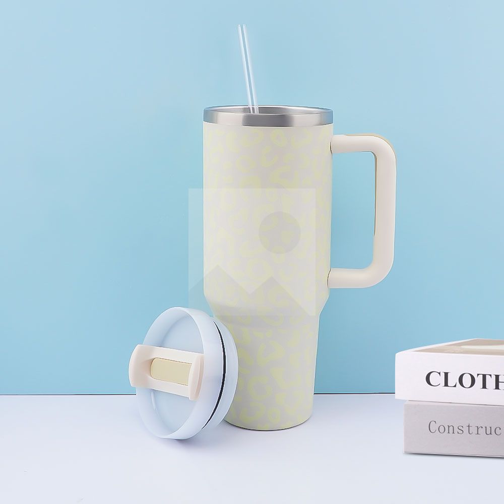 Custom Travel Stainless steel 40oz tumbler with handle and straw 304 stainless steel tumbler with handle and lid