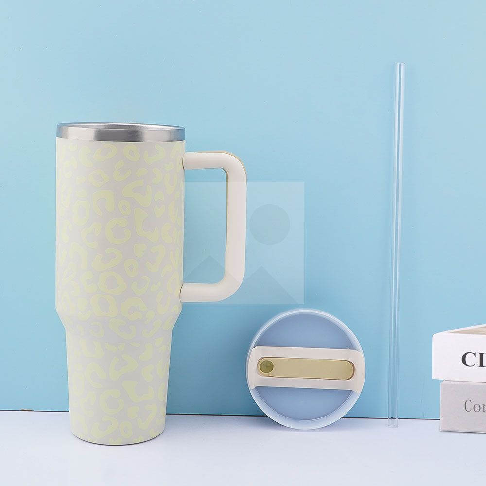 Custom Travel Stainless steel 40oz tumbler with handle and straw 304 stainless steel tumbler with handle and lid