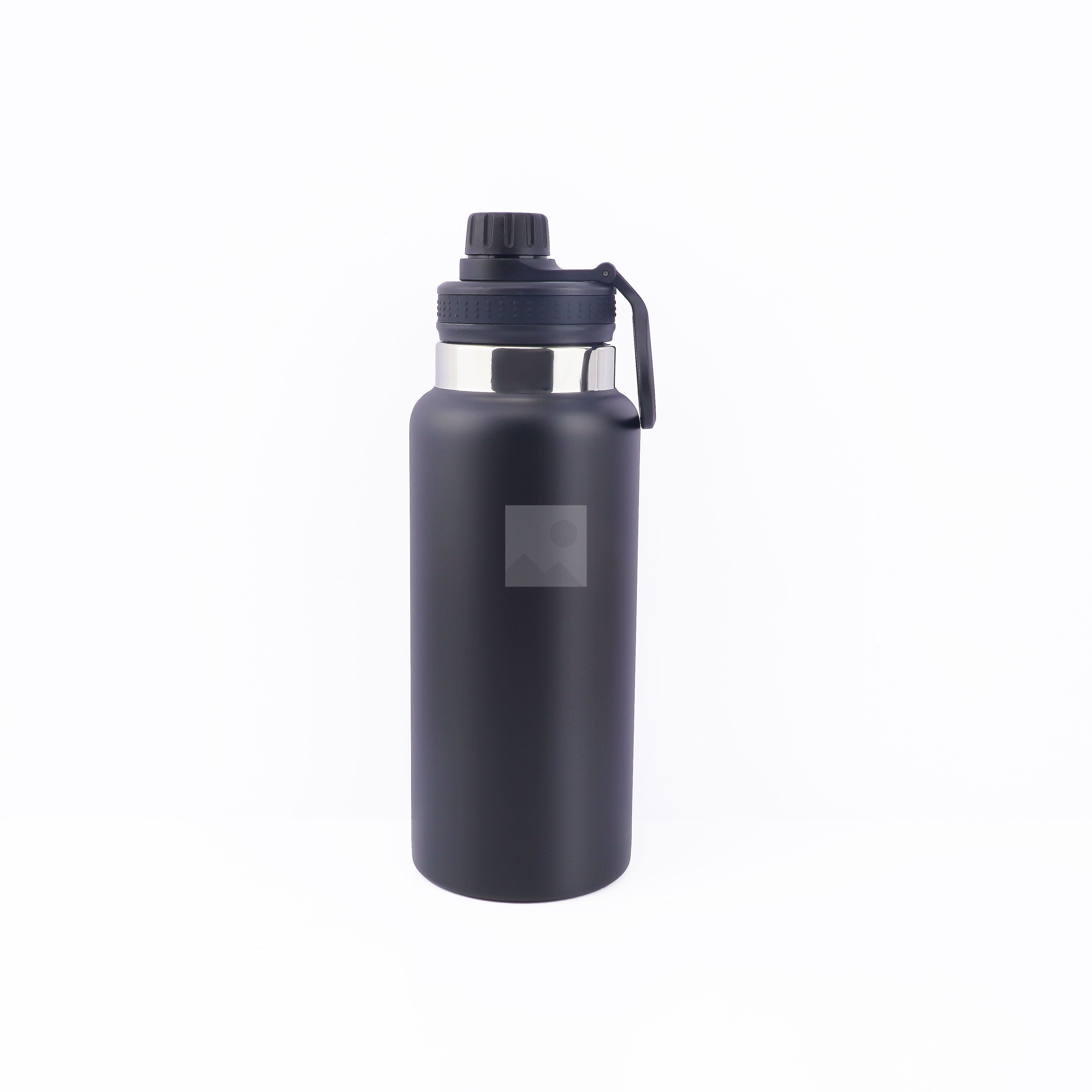 32 oz large capacity double stainless steel water cup, wide mouth kettle with plastic lid and handle travel work