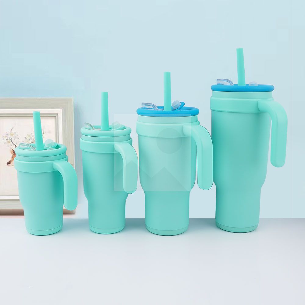 Custom Hot selling Color 30 oz Cute Girl Style Tumbler Bottle 304 stainless steel vacuum bottle with handle and straw mixed color lid