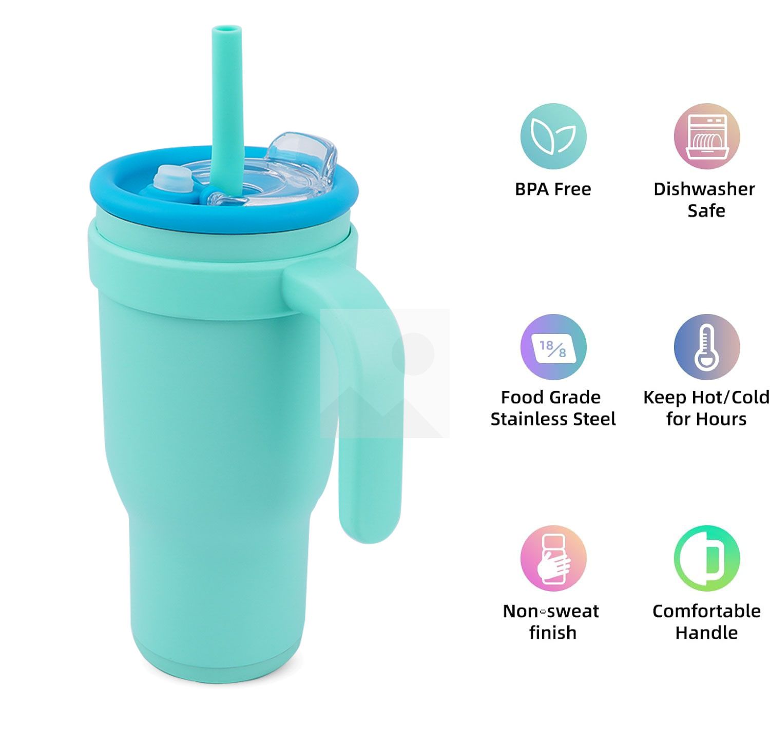 Custom Hot selling Color 30 oz Cute Girl Style Tumbler Bottle 304 stainless steel vacuum bottle with handle and straw mixed color lid