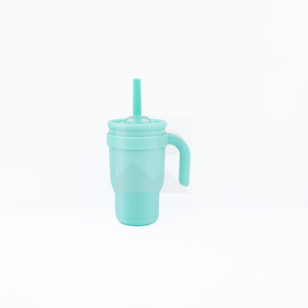 Source Factory Wholesale Portable 14oz stainless steel thermos cup Large capacity 304 18/8 stainless steel thermos cup with handle and leakproof lid and straw Kids cup mini