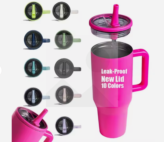 Stock Hot selling plastic colored lid 40 oz custom logo Modern Travel replacement foldable straw lid tumbler